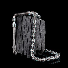 Tesbihsepetim Turkuaz Mineli Zirkon Taş Işlemeli Tamamı 925 Ayar Gümüş Tesbih