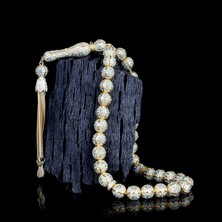 Tesbihsepetim Altın Kaplamalı Zirkon Taş Işlemeli Tamamı 925 Ayar Gümüş Tesbih