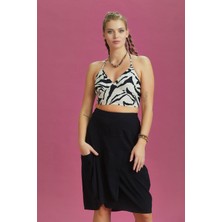 Los Banditos Sırtı Açık Boyundan Bağlamalı Kuplu Crop Bluz