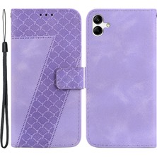 Seashell Digital Samsung Galaxy A04E 4G/F04 4G/M04 4g Için 7 Şekilli Baskılı Telefon Kasası Önleyici Deri Cüzdan Standı Kabuk-Mor (Yurt Dışından)