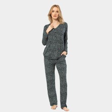 Türen Çiçek Desenli Uzun Kollu Patlı Pijama Takımı