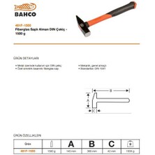 Bahco Fiberglas Saplı Alman Dın Çekiç - 1500G 481F-1500