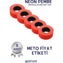 Netsan Etiket Neon Pembe Meto Fıyat Etiketi 5'li