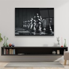 I Am Art Cam Tablo, Dekoratif Baskı Satranç Takımı Yatay Cam Tablo