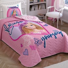 Taç Lisanslı Barbie Winter Tek Kişilik Yatak Örtüsü Seti
