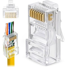 Ponemio RJ45 Konnektör Network Cat5 Cat6 Jak Ethernet Uç 10 Adet