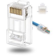 Ponemio RJ45 Konnektör Network Cat5 Cat6 Jak Ethernet Uç 10 Adet