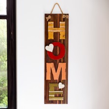 Hopal El Yapımı Kahverengi Home Yazılı Ahşap Duvar Dekoru