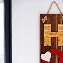 Hopal El Yapımı Kahverengi Home Yazılı Ahşap Duvar Dekoru
