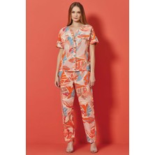 Guitar Yarasa Kol Çok Renkli Keten Ceket