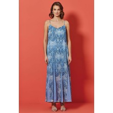 Guitar Askılı Çok Renkli Şifon Elbise