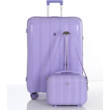 Mçs Kırılmaz Polipropilen 2'li Valiz Seti Büyük & Makyaj Lila V305