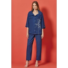 Guitar Truvakar Kol Mavi Dokuma Ceket