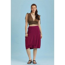 Los Banditos Asimetrik Pileli Gizli Fermuarlı Cepli Etek