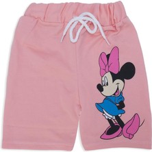 Bebelop Kız Çocuk Mickey Mouse Baskılı Bağcıklı 2'li Alt Üst Şort Takım