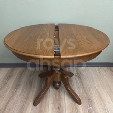 Roys Ahşap 100 Cm Açık Ceviz Yuvarlak Açılabilen Baba Ayak Yemek Masası