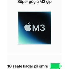 Apple MacBook Air M3 Çip 8GB 256GB SSD macOS 15" Taşınabilir Bilgisayar Gümüş MRYP3TU/A