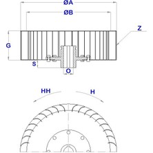 Orfan Çap 250 Boy 102 Delik 19 mm Sol Yön Radyal Fan Pervanesi