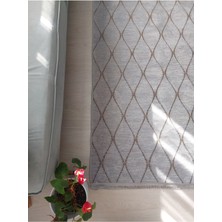 Saten Halı Iskandinav Desenli Şönil Kilim Kaydırmaz Dokuma Pamuk Taban Gri Halı Salon Oturma Odası Koridor
