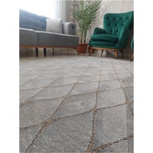 Saten Halı Iskandinav Desenli Şönil Kilim Kaydırmaz Dokuma Pamuk Taban Gri Halı Salon Oturma Odası Koridor