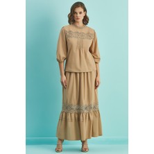 Guitar Kloş Kahverengi Vual Etek