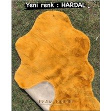 Saten Halı Tavşan Tüyü Süet Tabanlı Peluş Post Hardal Renk Ultra Yumuşak Post Puffy Yıkanabilir Halı