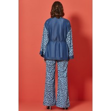 Guitar Kuşak Detaylı Mavi Kimono
