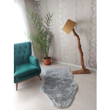 Saten Halı Tavşan Tüyü Süet Tabanlı Peluş Post Gri Renk Ultra Yumuşak Post Puffy Yıkanabilir Halı