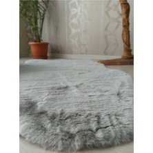 Saten Halı Tavşan Tüyü Süet Tabanlı Peluş Post Gri Renk Ultra Yumuşak Post Puffy Yıkanabilir Halı
