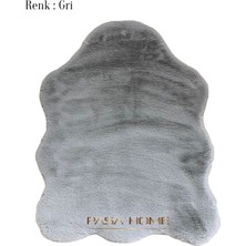 Saten Halı Tavşan Tüyü Süet Tabanlı Peluş Post Gri Renk Ultra Yumuşak Post Puffy Yıkanabilir Halı