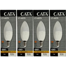 Cata CT-4079 7W 6400K (Beyaz Işık) E14 Duylu LED Buji Ampul (4 Adet)
