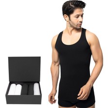 Öts Erkek %100 Pamuk Atlet 5'li Set, Rahat Kalıp, Siyah Premium Özel Kutusunda, İç Giyim, Çamaşır