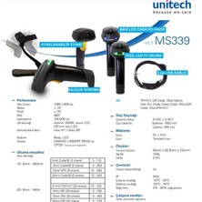 Unıtech MS339-1CG 2d Barkod Okuyucu+Stand+Oto Okum