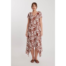 Vitrin Etnik Desen Asimetrik Kesim Elbise