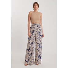 Vitrin Kendinden Desenli Beli Lastikli Rahat Pantolon