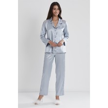Pierre Cardin 1438 Kadın Saten Dantelli Pijama Takımı-Mist