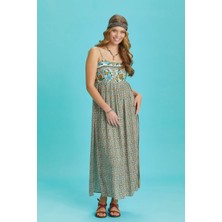 Los Banditos Askılı Yırtmaçlı Çiçekli Robadan Elbise