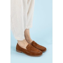 Getcho Monk Kadın Süet Taba Loafer Ayakkabı