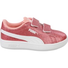 Puma Smash 3.0 Glitz Glam V Ps Kız Çocuk Spor Ayakkabı 28-35 Numara Beyaz-Pembe