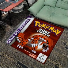 Get Carpet Yıkanabilir Kaymaz Taban Nostaljik Pokemon Desenli Çocuk Genç Odası Oyuncu Halısı