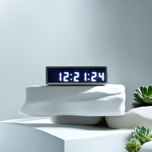 Sanec Saniyeli Dijital LED Duvar ve Masa Saati - Beyaz (Kasa Ölçüsü: 7X26 Cm)
