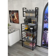 3E Dekorasyon Yapı Mutfak Dolabı Raflı Mikrodalga Kiler Banyo Dolabı Çok Amaçlı Düzenleyici Kahve Köşesi Mdf 210 cm