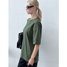 Vesado Kadın Haki Oversize T-Shirt