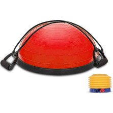 Tekno Trust Kırmızı T181 Bosu Ball Yarim Denge Topu Pilates Aleti Direnc Lastikli Pompa Dahildir 115 cm (45 Inç