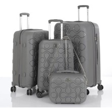 Mçs Polipropilen 4'lü Valiz Seti Büyük & Orta & Kabin & Makyaj Gri V376