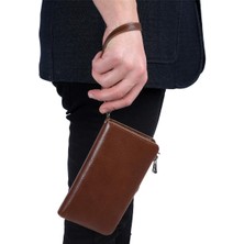 Bagacar Hakiki Deri Telefon Bölmeli Tutma Saplı El Portföy Çantası Taba