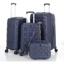 Mçs Polipropilen 4'lü Valiz Seti Büyük & Orta & Kabin & Makyaj Lacivert V376