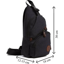 Tuldar Unisex Siyah Kanvas Kumaş Usb Ve Kulaklık Çıkışlı Çapraz Göğüs Bel Ve Omuz Çantası tul037