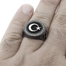Taja Erkek Yüzük Gümüş 925 Ay Yıldız