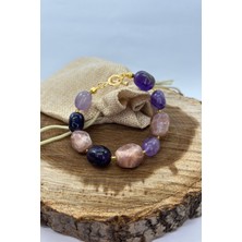 Balzamin El Yapımı Karma Iri Ametist Taşı ve Aytaşı Lux Doğal Taş Bileklik